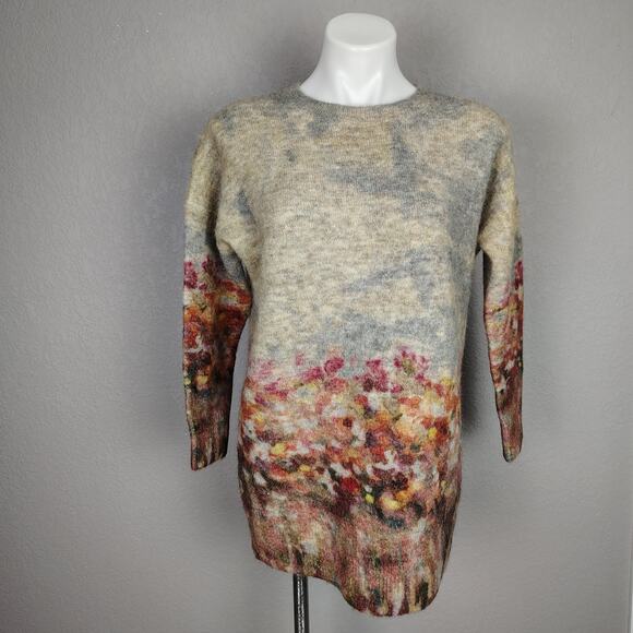 J.Crew Collection Alpaca–Merino Watercolor Floral Oversized Tunic Sweater NWT S - Picture 3 of 16
